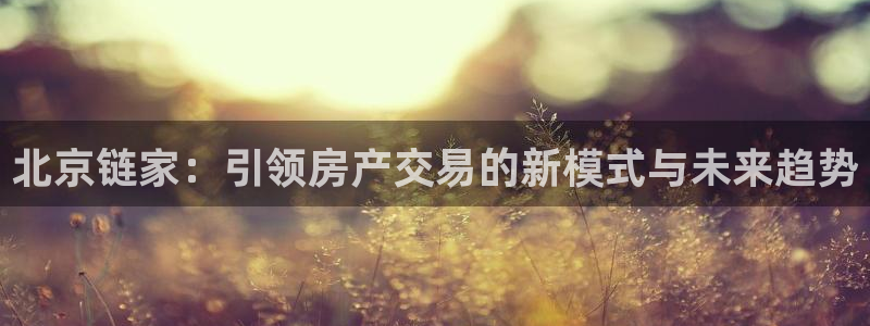 摩登7注册让333OO：北京链家：引领房产交易的新模式与未来