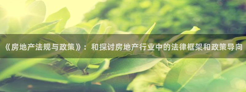 摩登7主管亲333OO：《房地产法规与政策》：和探讨房地产行